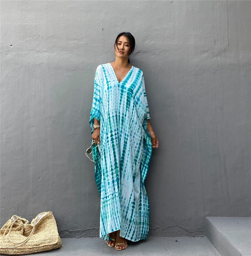 Plus Size Women Beachwear Long - Cover Up Kaftan 评论和价格