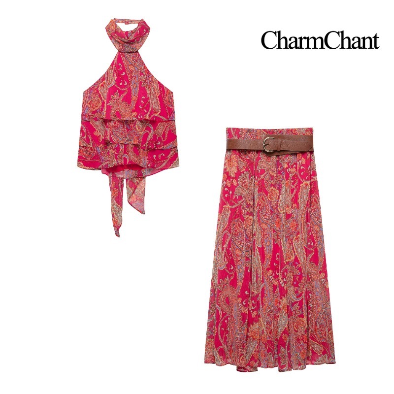 CHARMCHANT Women's Paisley Pri - Midi Skirt Floral 评论和价格