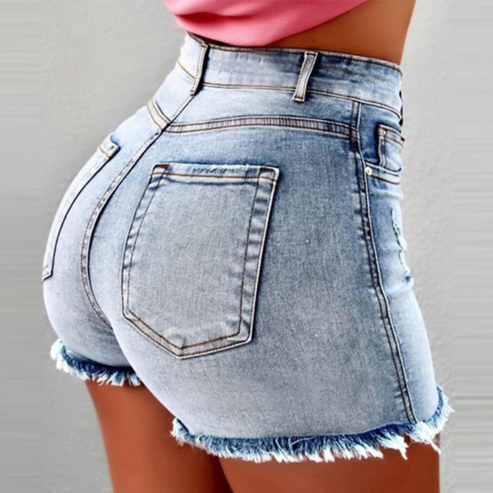 Women's High Waisted Denim Sho - Shorts Denim Frayed 评论和价格