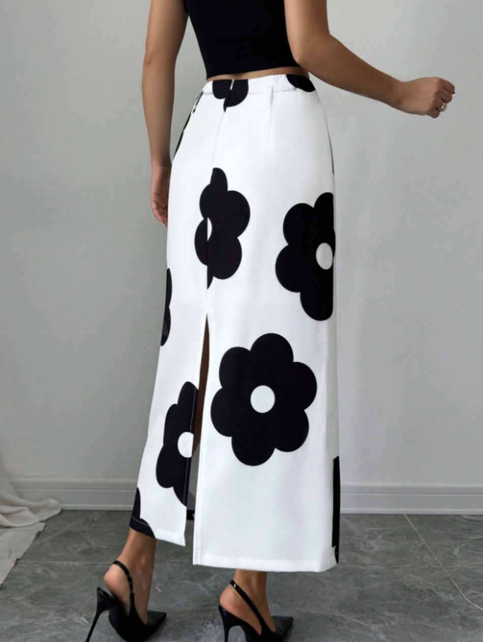 Women's Floral Print Square Ne - Midi Skirt Floral 评论和价格