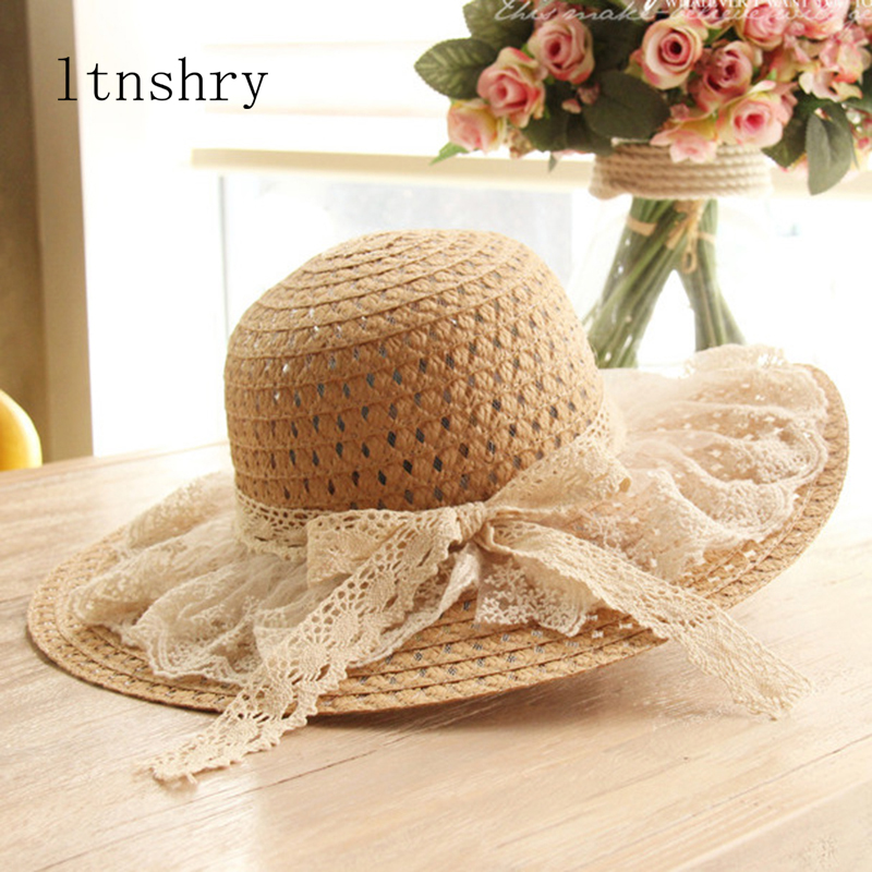 Women Lace Sun Hats For  Wide  - Hat Floppy Wide 评论和价格