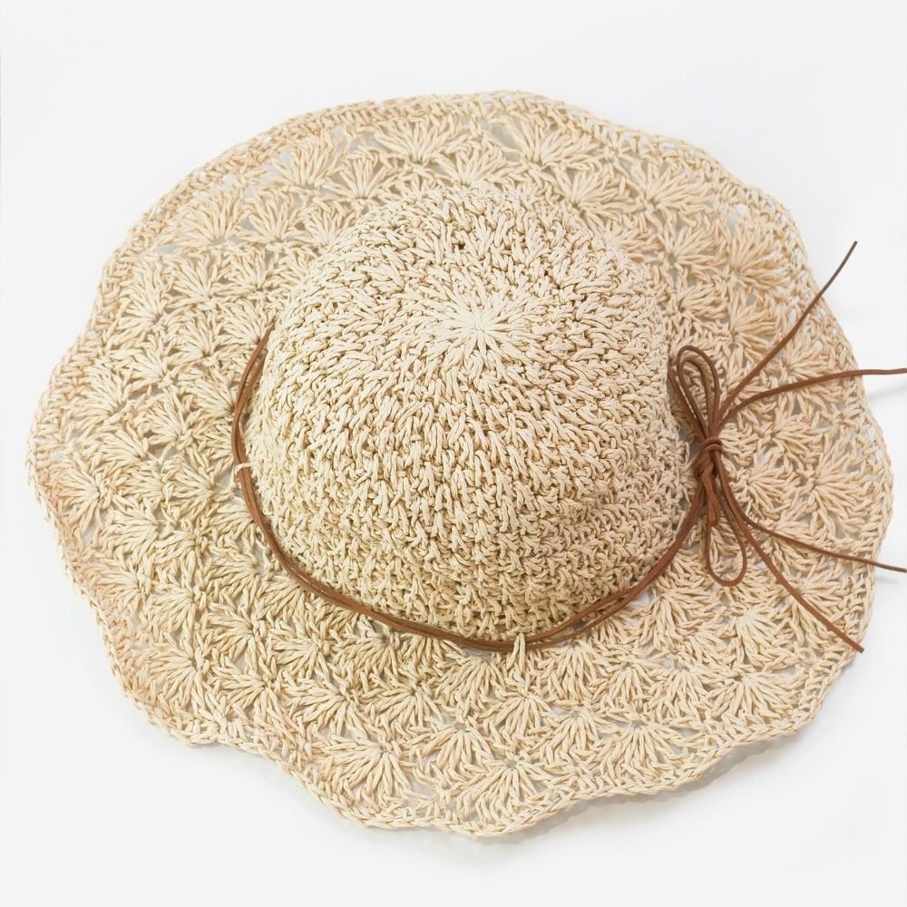 Handwoven Crochet Straw Hat Wi - Hat Floppy Wide 评论和价格