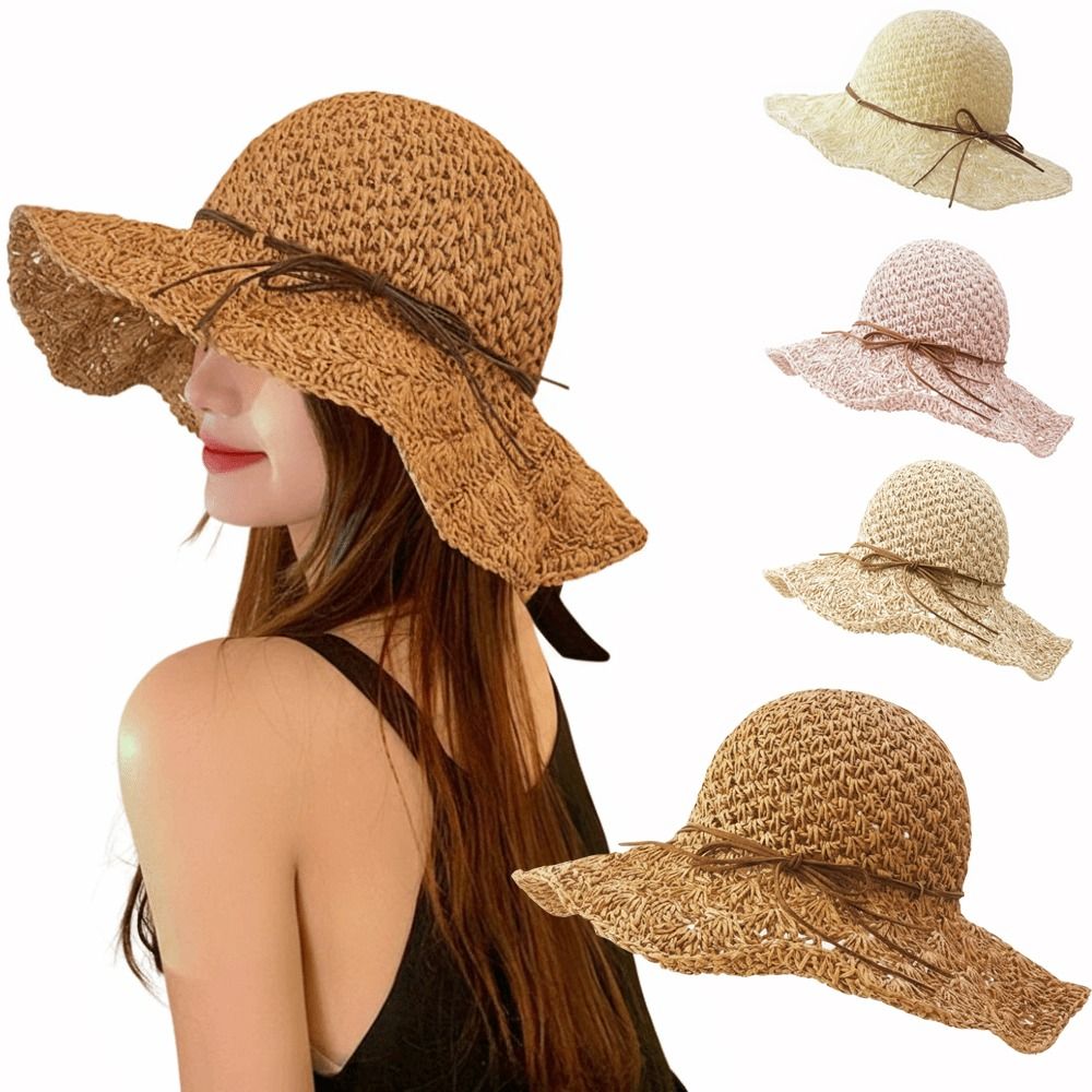 Handwoven Crochet Straw Hat Wi - Hat Floppy Wide 评论和价格