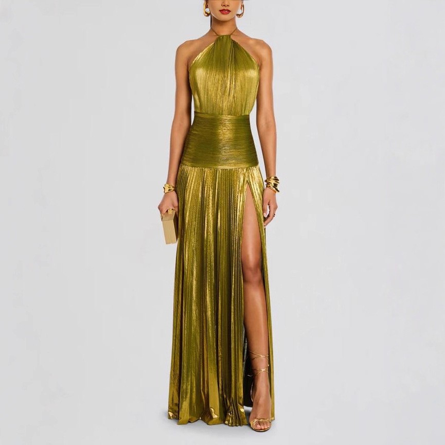 Elegant Party Dress Sleeveless - Maxi Dress Halter 评论和价格