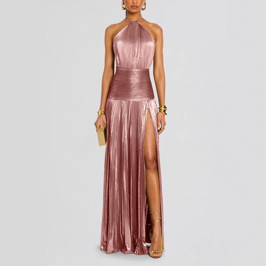 Elegant Party Dress Sleeveless - Maxi Dress Halter 评论和价格