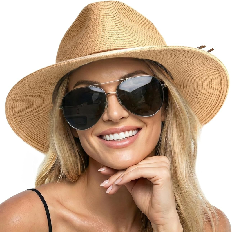 1pc Summer Straw Beach Sun Hat - Hat Floppy Wide 评论和价格