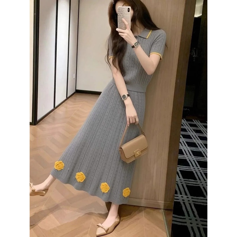 Women's Floral Knit Two Piece  - Midi Skirt Floral 评论和价格