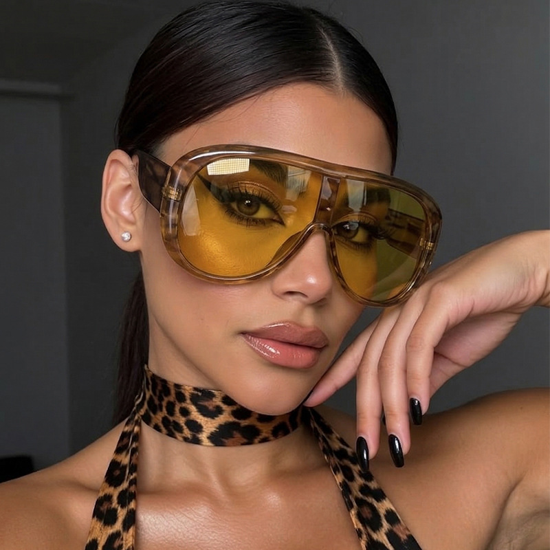 Oversized One Piece Large Fram - Sunglasses Cat Eye 评论和价格