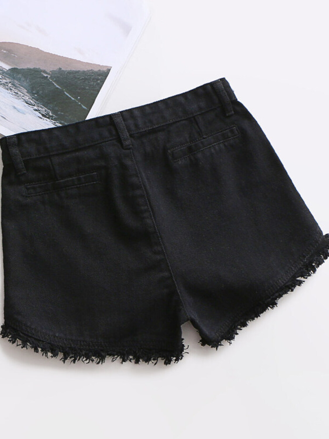 Women's High Waist Denim Short - Shorts Denim Frayed 评论和价格