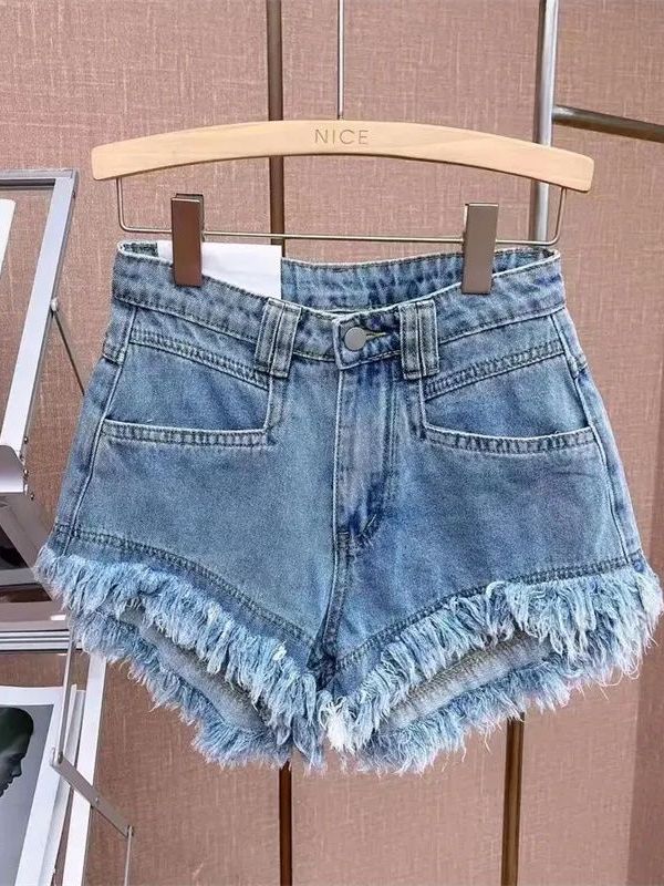Casual Korean Style Frayed Hem - Shorts Denim Frayed 评论和价格