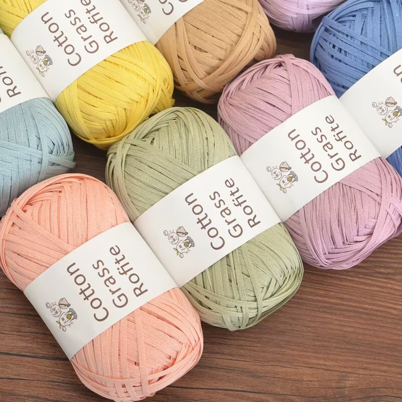 New Multicolour Raffia Cotton  - Crochet Bag Raffia 评论和价格