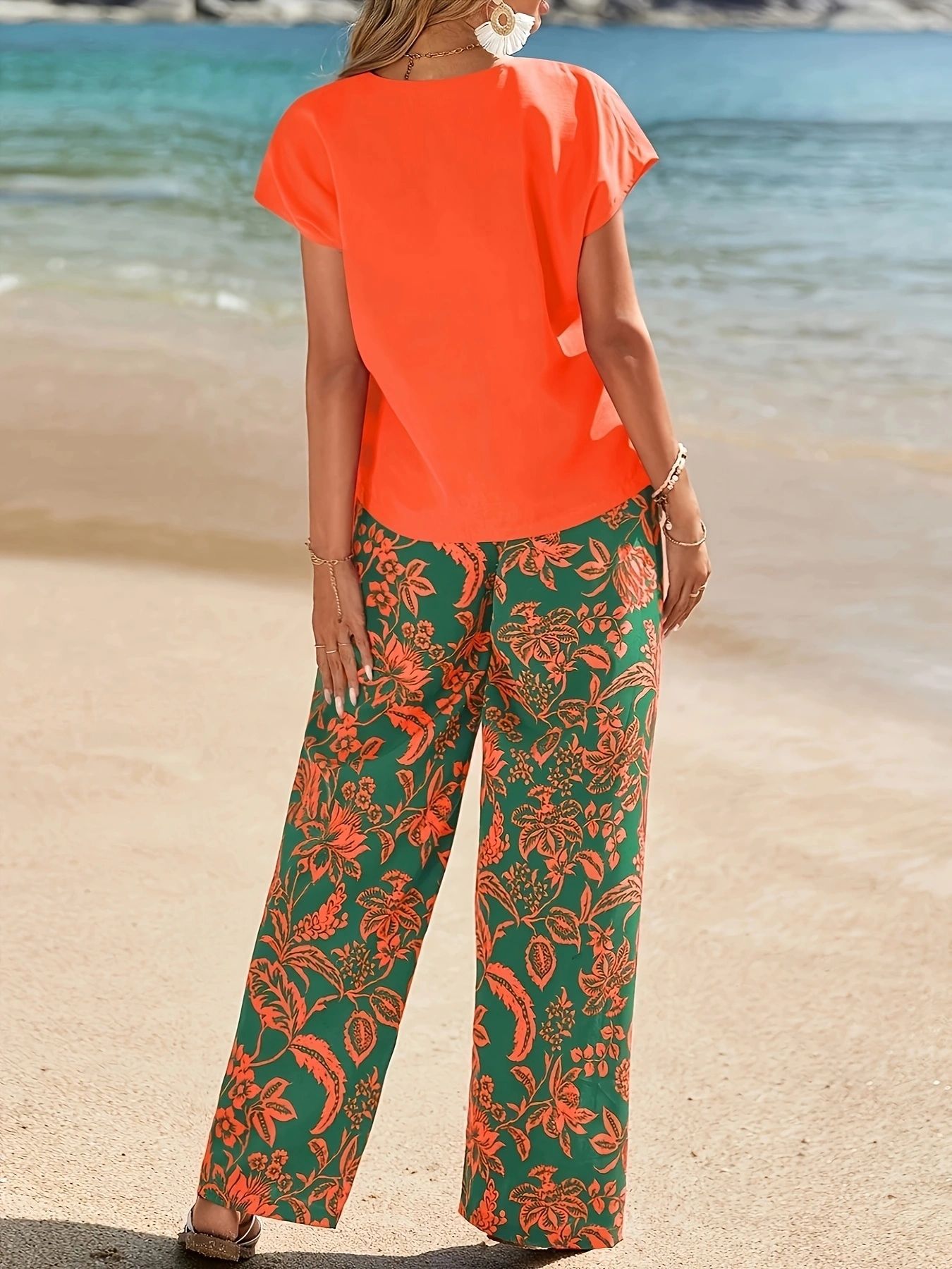 2026 Summer Women 2 Piece Outf - Romper Floral Print 评论和价格